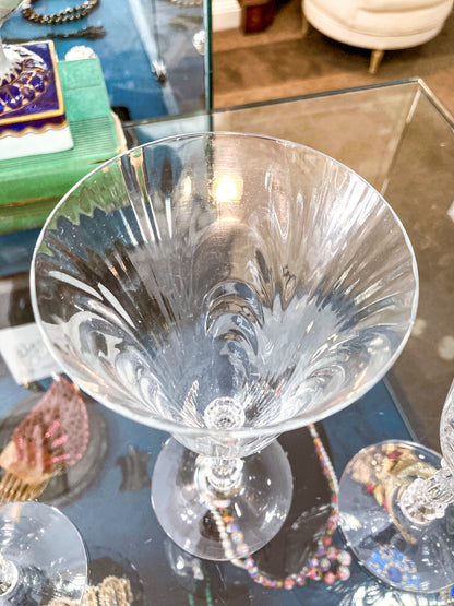 Set of Six Vintage 1940s Caprice Pattern Cambridge Clear Glass Water Goblets