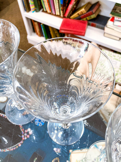 Set of Six Vintage 1940s Caprice Pattern Cambridge Clear Glass Water Goblets