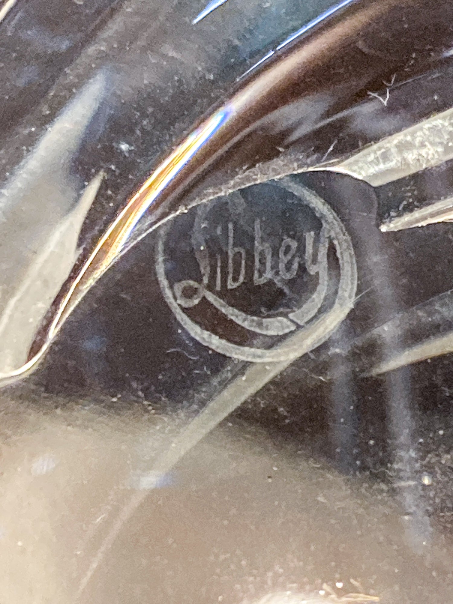 Vintage 1940s Libbey Clear Glass Rose Spherical Swirl Bowl Vase