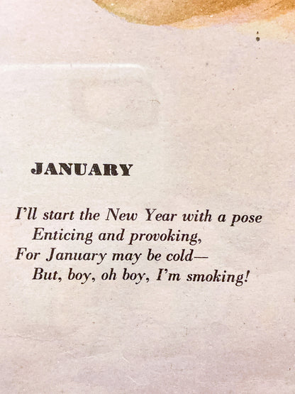 1942 January Pin-Up Girl Esquire Calendar Page Vargas Framed Illustration