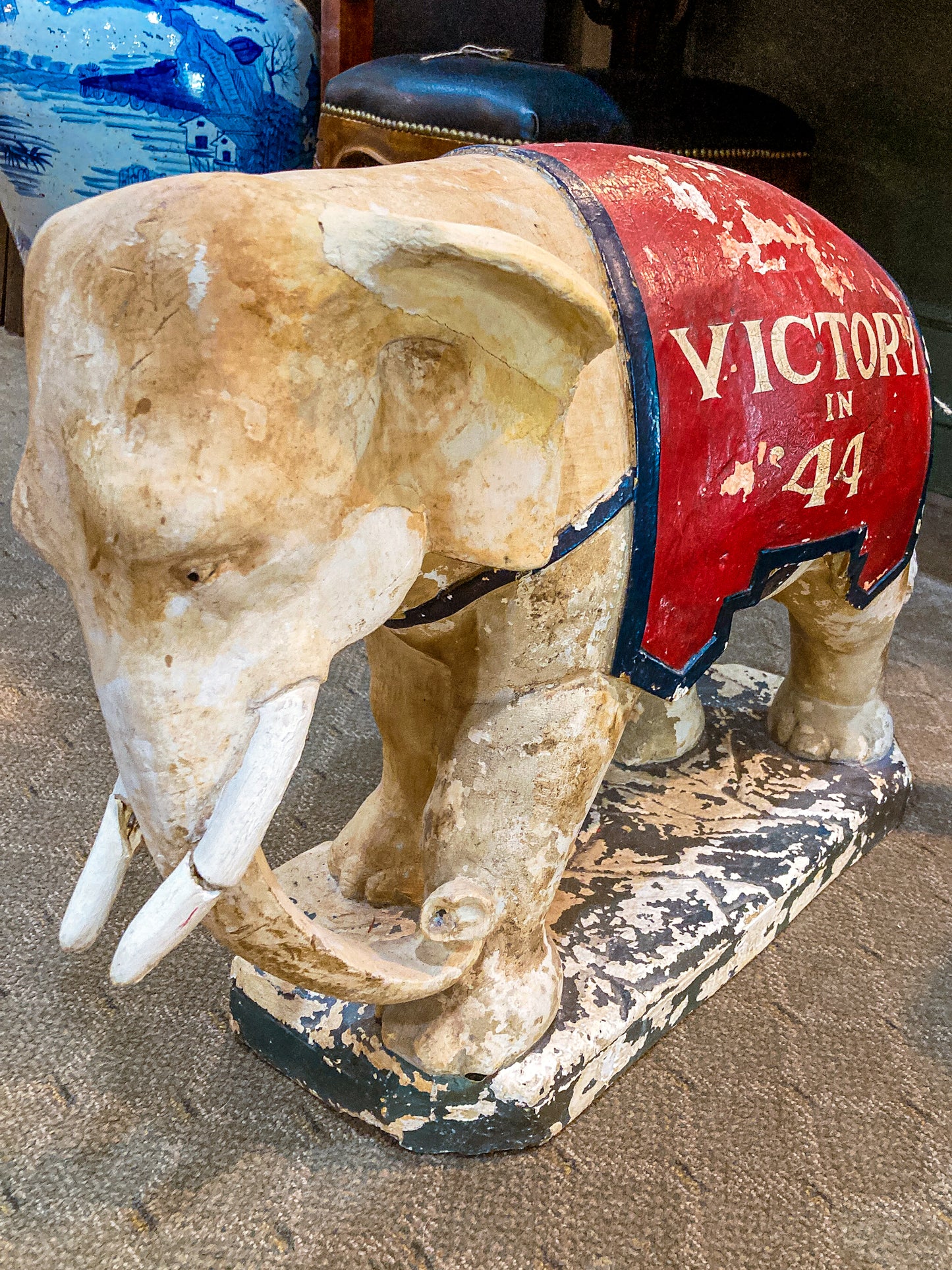 Vintage 1944 Republican Political Presidential Race Plaster Elephant Statue