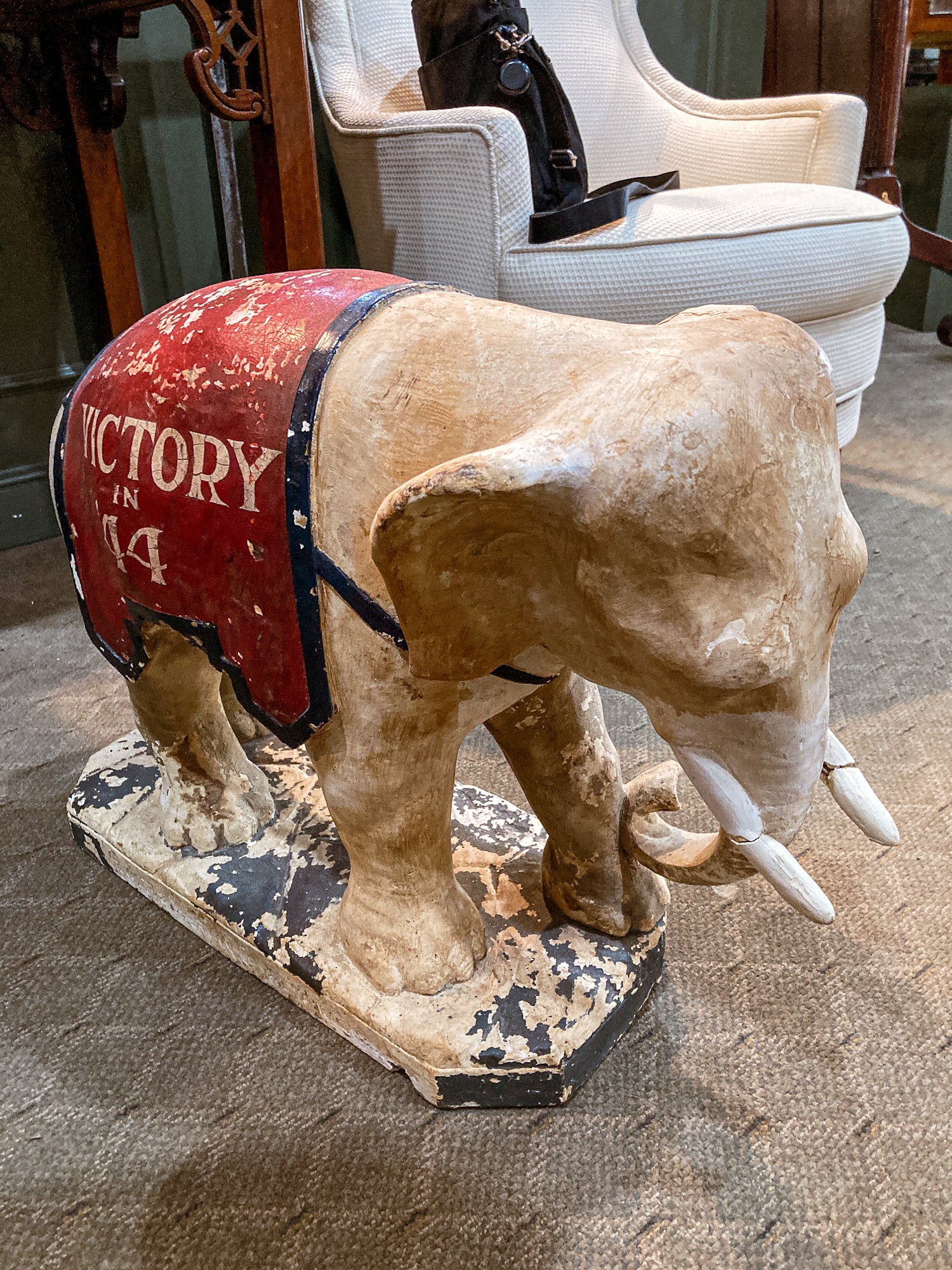 Vintage 1944 Republican Political Presidential Race Plaster Elephant Statue