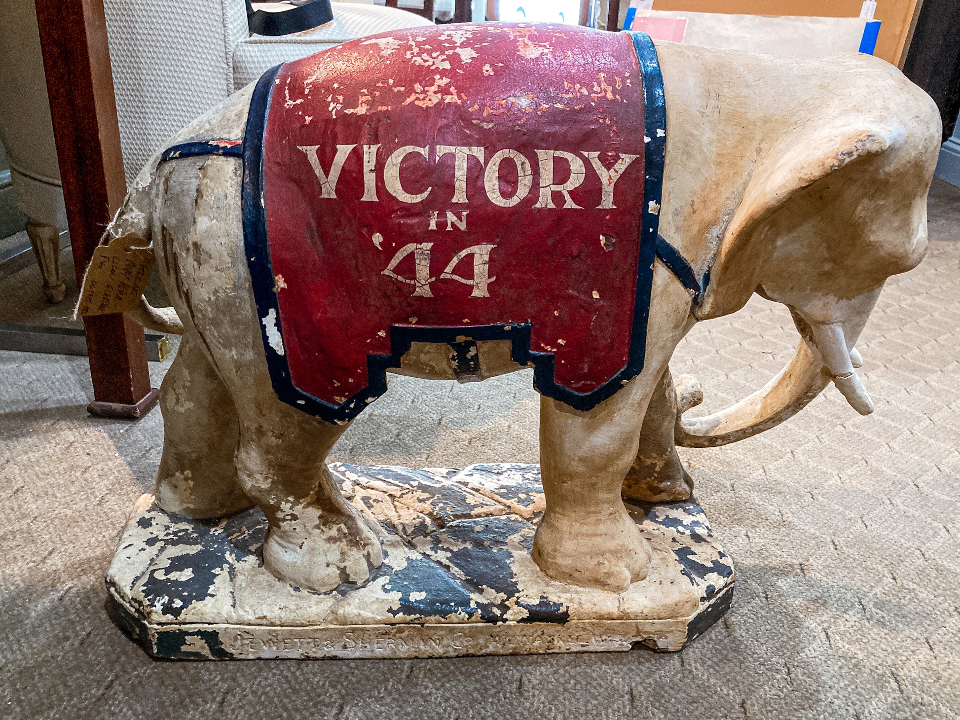 Vintage 1944 Republican Political Presidential Race Plaster Elephant Statue