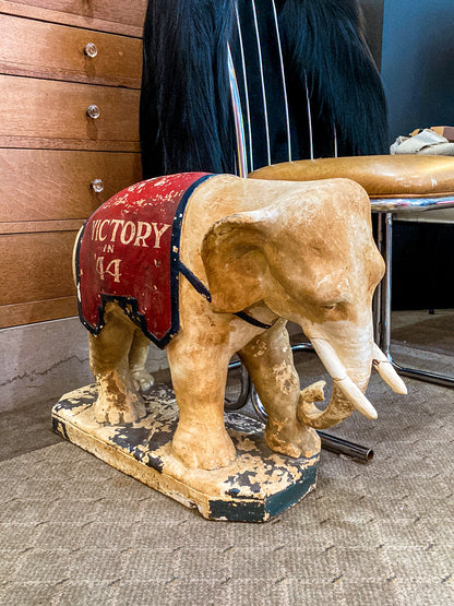 Vintage 1944 Republican Political Presidential Race Plaster Elephant Statue