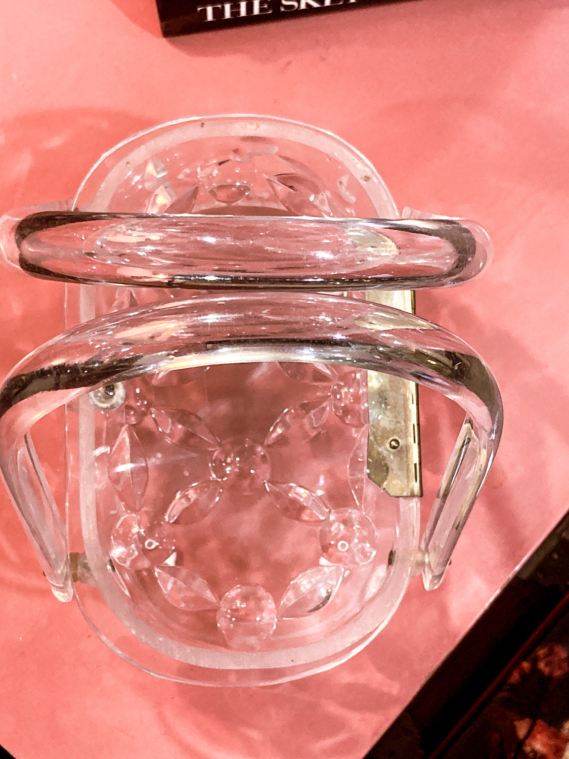 Vintage 1950s Clear Lucite Llewellyn Double Handle Basket Handbag Purse