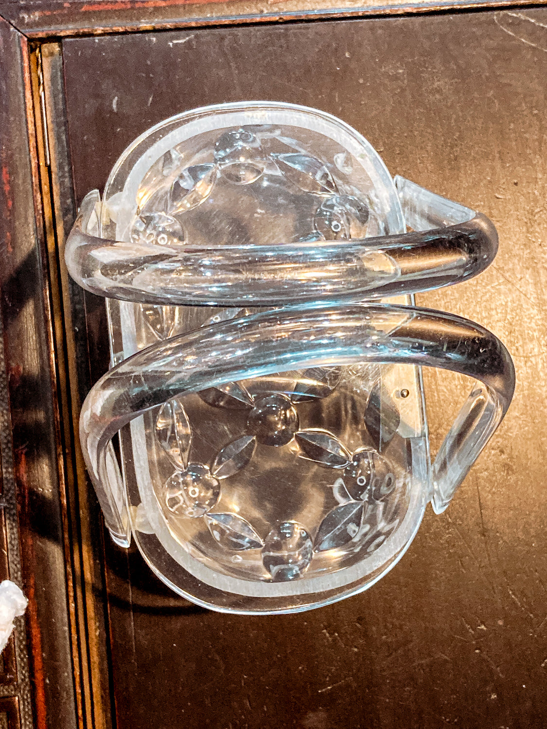 Vintage 1950s Clear Lucite Llewellyn Double Handle Basket Handbag Purse