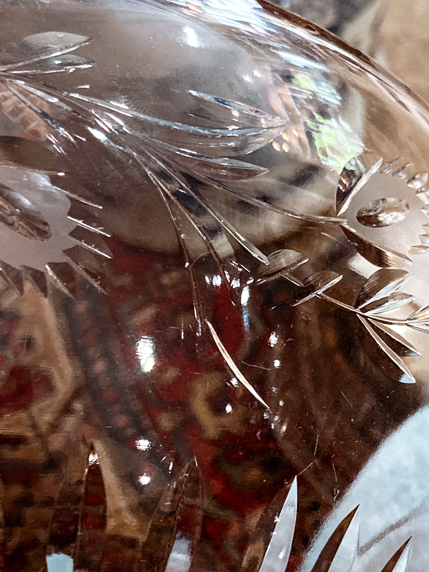 Vintage 1950s Floral Vine Motif Hand Engraved Sterling Silver Footed Base Glass Bowl