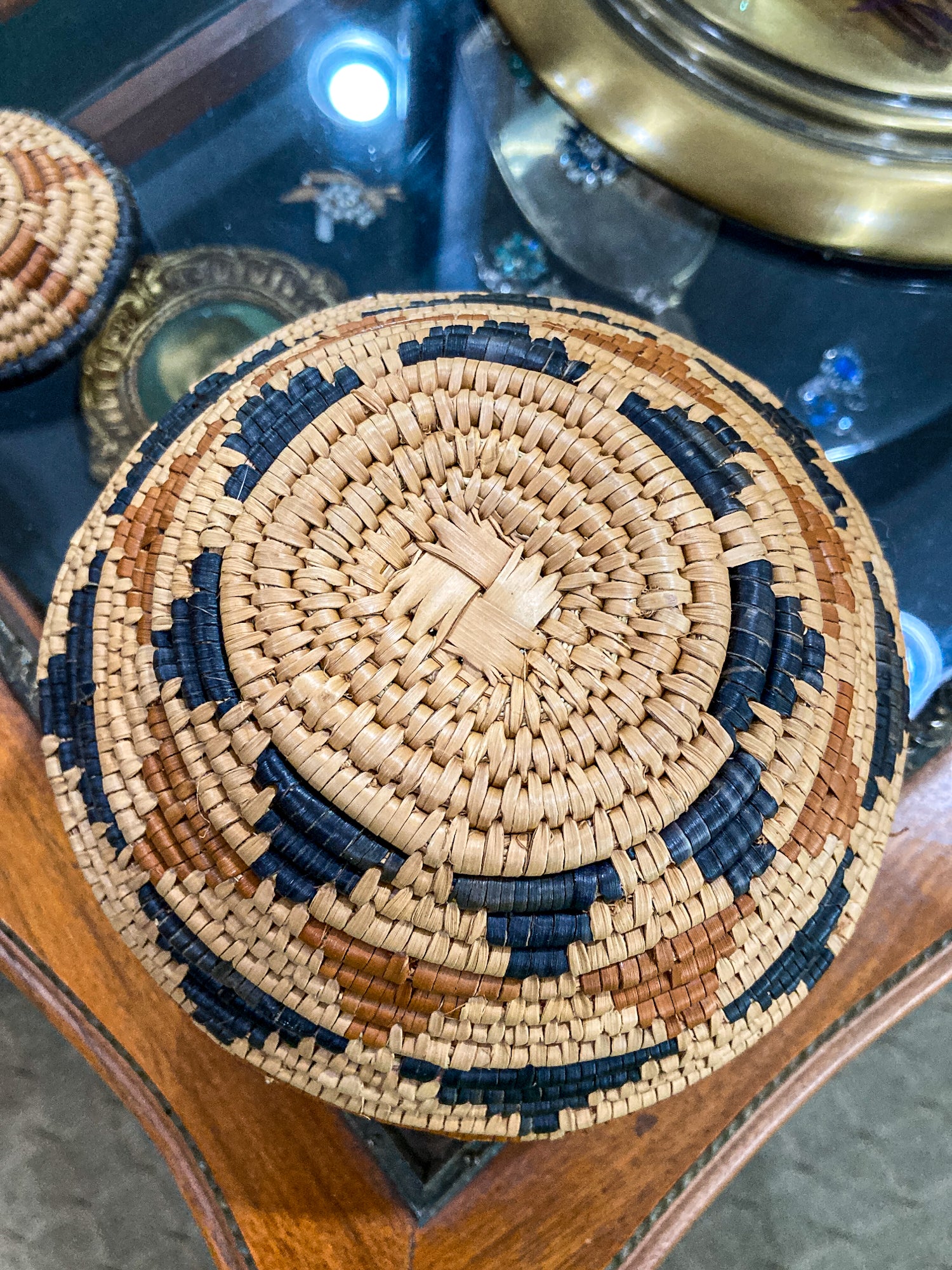 Vintage 1950s H. Gumede South African Zulu Hand Woven Lidded Basket