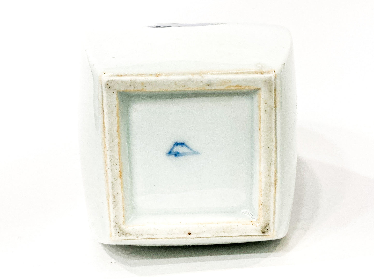 Vintage Hand Painted White Porcelain Bowed Cabinet Vase Japan 1950s Bottom