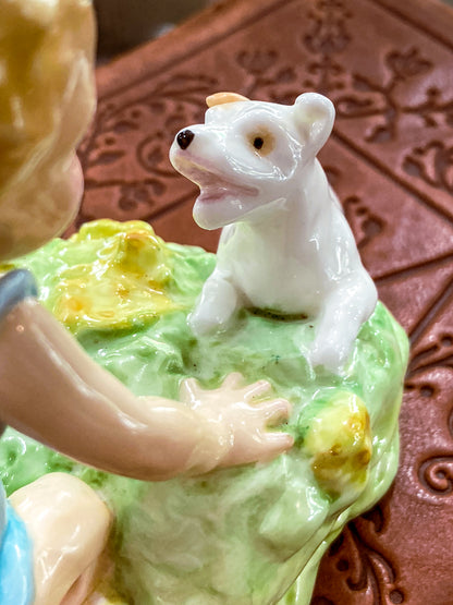 Vintage 1950's "Two Babies" Boy Dog Royal Worcester England Porcelain Figurine