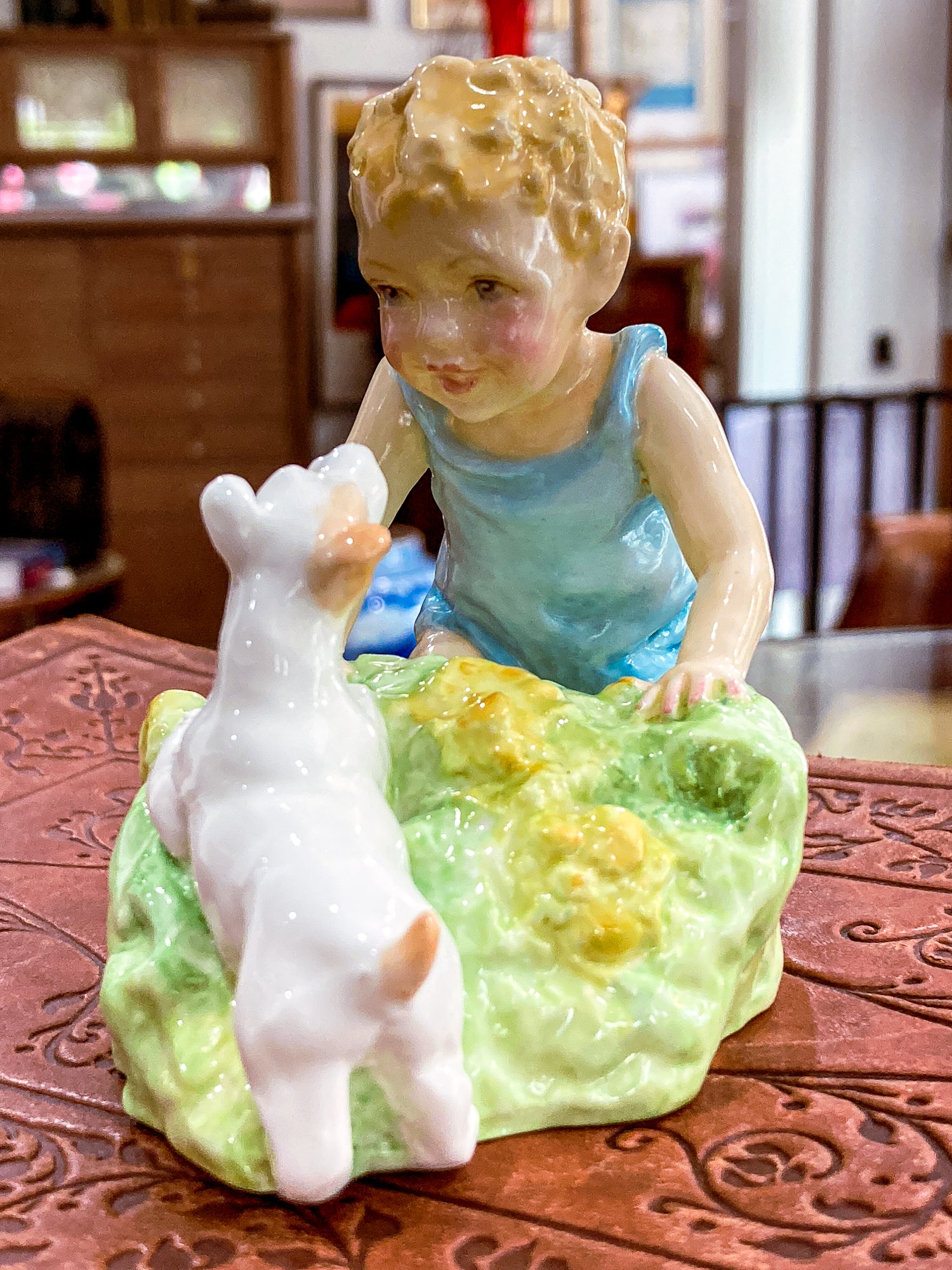 Vintage 1950's "Two Babies" Boy Dog Royal Worcester England Porcelain Figurine