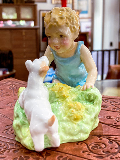Vintage 1950's "Two Babies" Boy Dog Royal Worcester England Porcelain Figurine