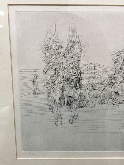 Vintage 1955 Hans Bellmer (1902-1975) Untitled Edition 44/100 Framed Etching