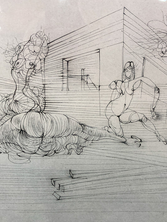 Vintage 1955 Hans Bellmer (1902-1975) Untitled Edition 44/100 Framed Etching