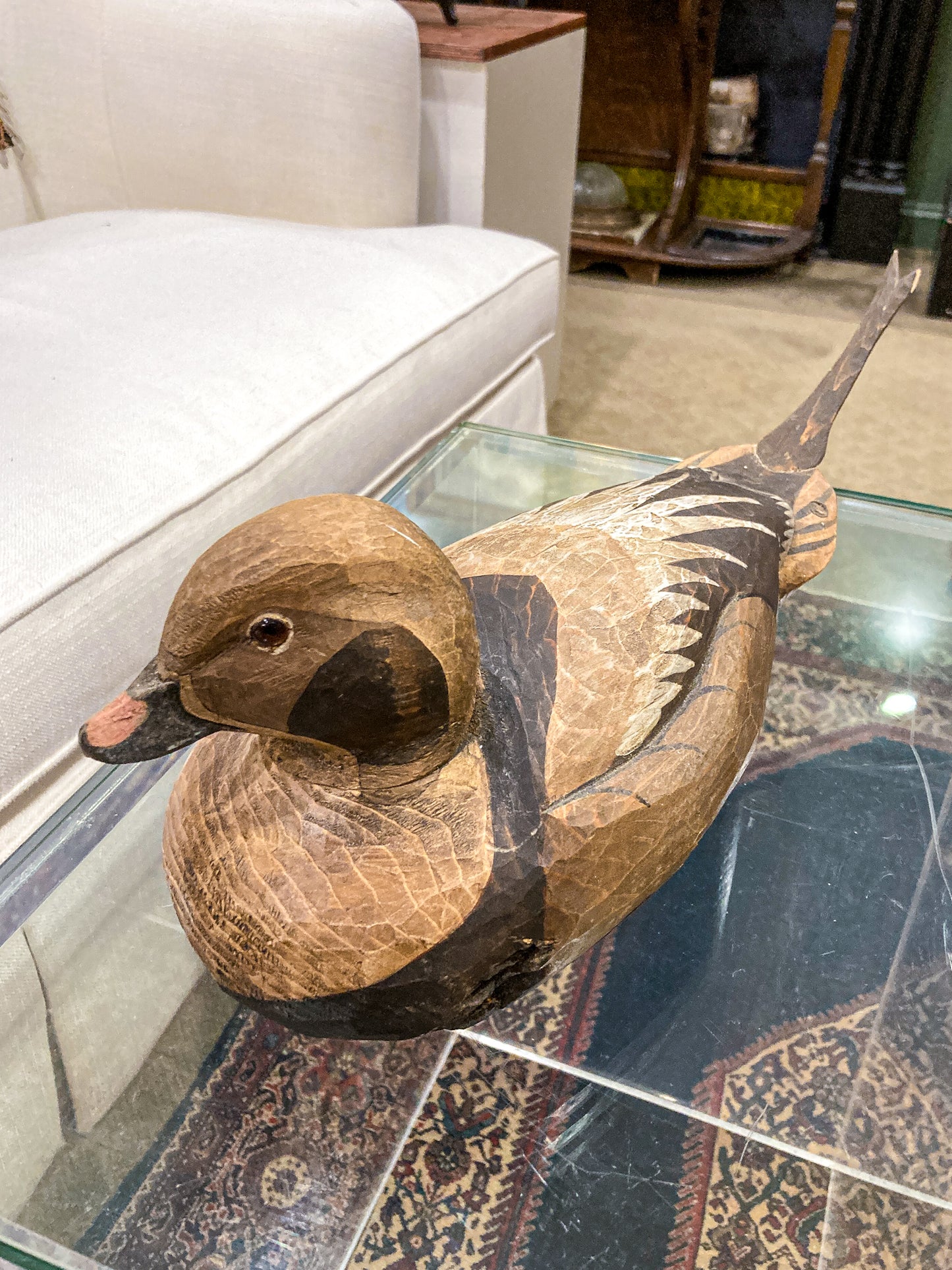 Vintage 1960's E. Stough Hand Painted Old Squaw Duck Carved Wood Decoy