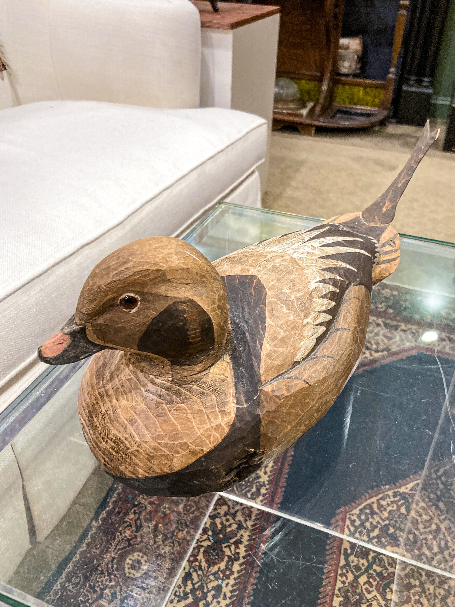 Vintage 1960's E. Stough Hand Painted Old Squaw Duck Carved Wood Decoy