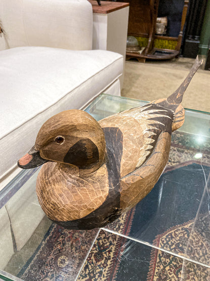 Vintage 1960's E. Stough Hand Painted Old Squaw Duck Carved Wood Decoy