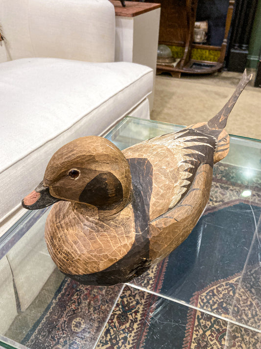 Vintage 1960's E. Stough Hand Painted Old Squaw Duck Carved Wood Decoy
