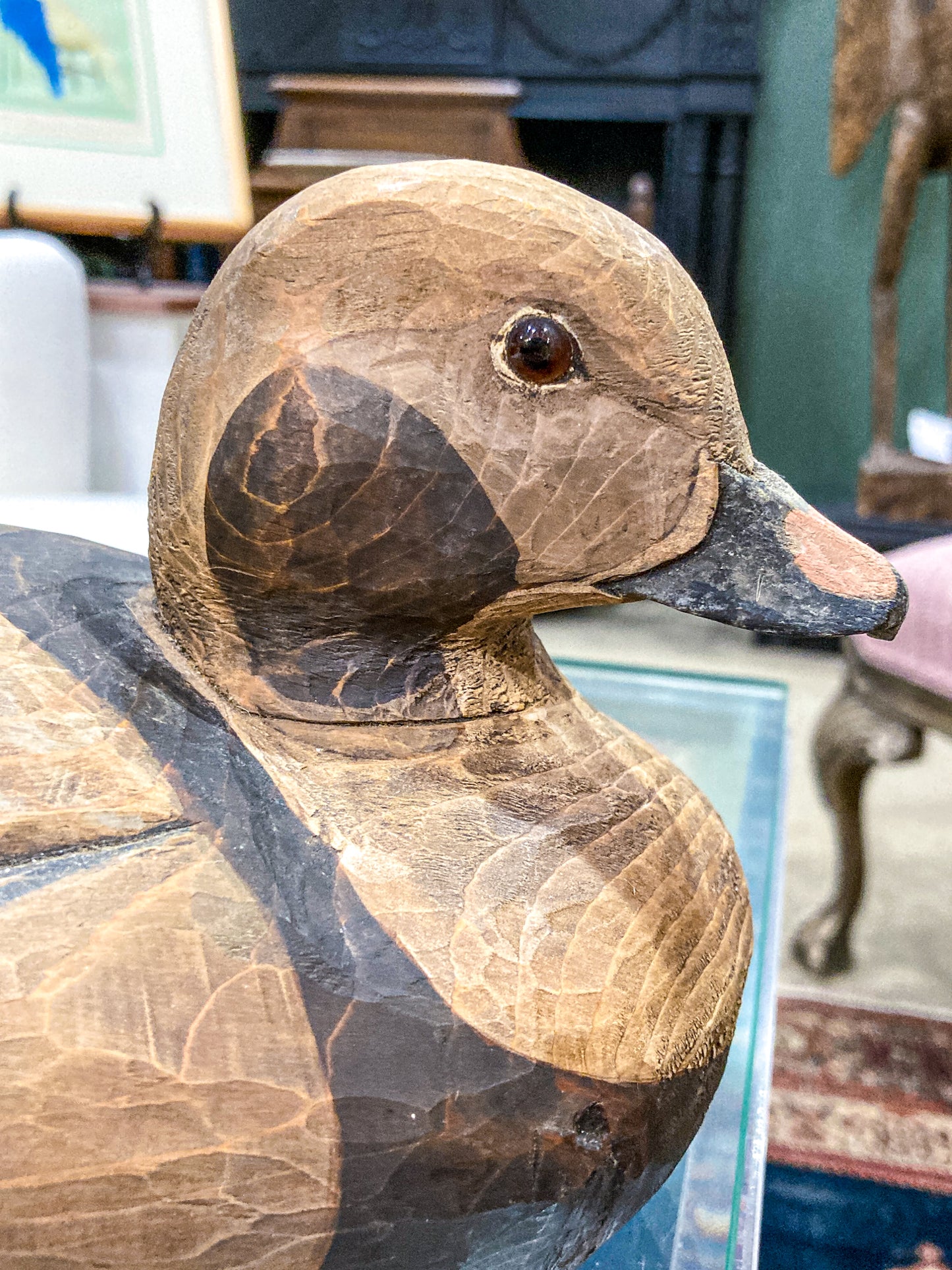 Vintage 1960's E. Stough Hand Painted Old Squaw Duck Carved Wood Decoy