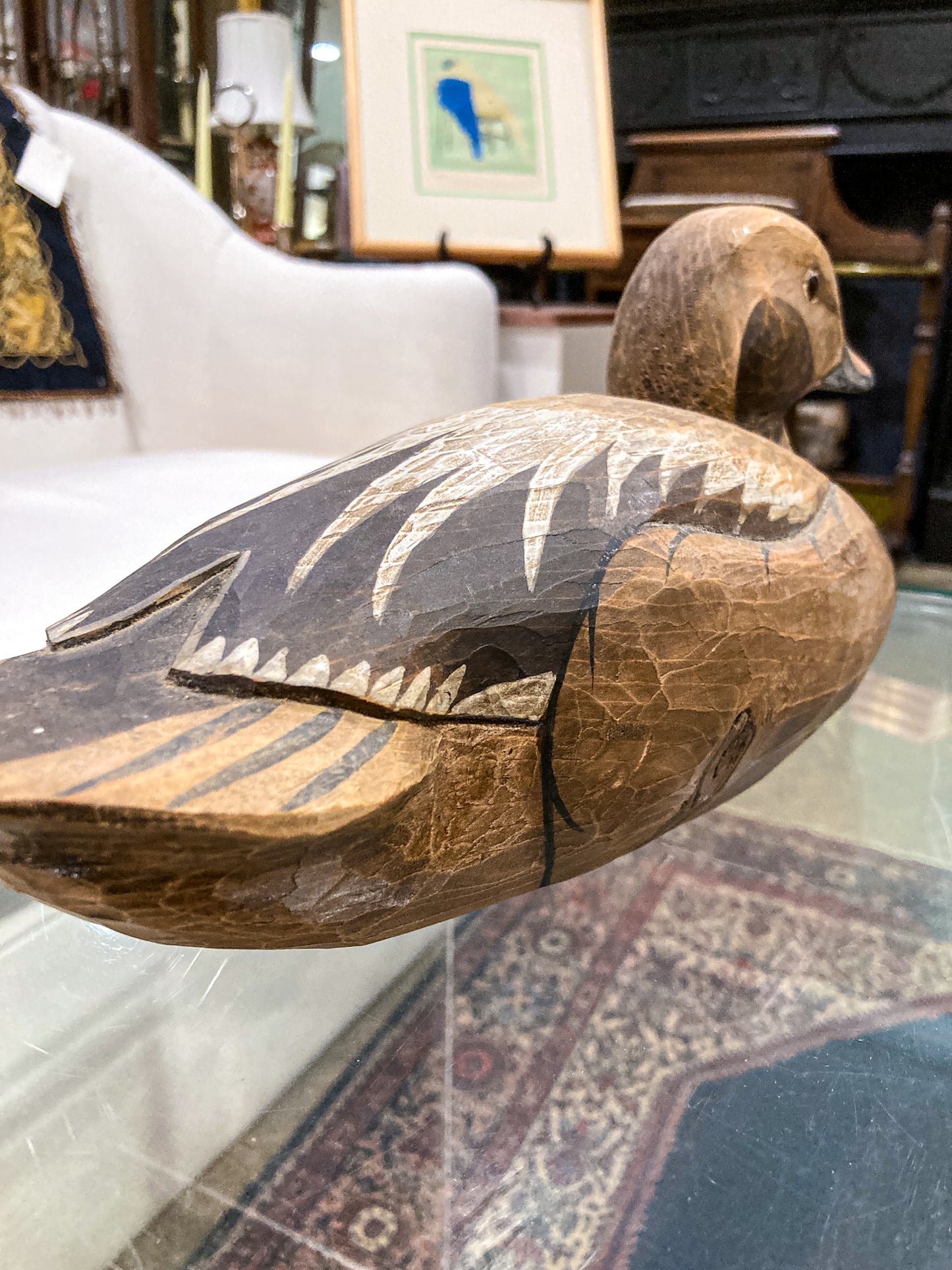 Vintage 1960's E. Stough Hand Painted Old Squaw Duck Carved Wood Decoy