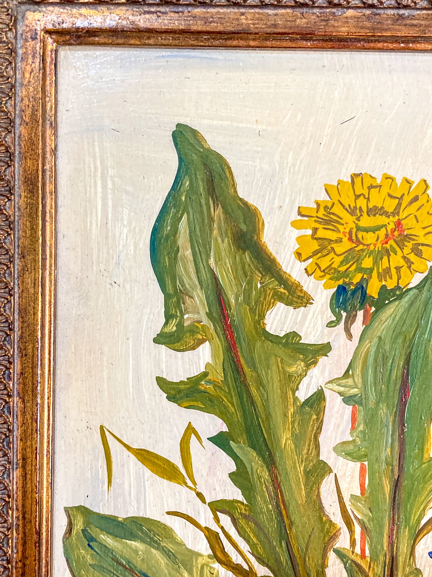 Vintage 1960s Floral Botanical W.T. Burger Co. Signed Sol Framed Oil on Board Painting