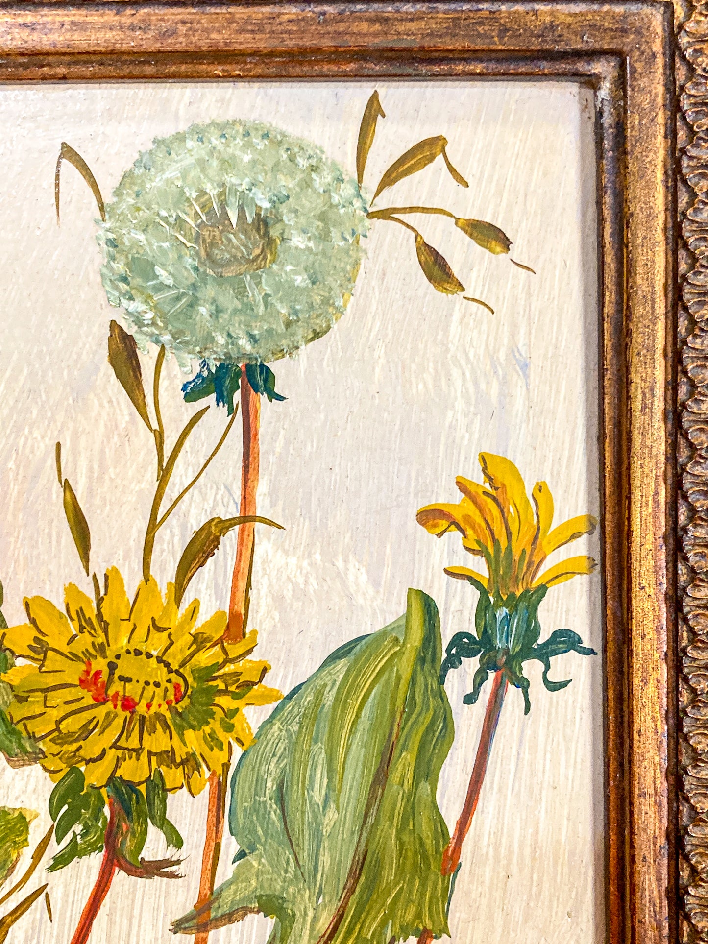 Vintage 1960s Floral Botanical W.T. Burger Co. Signed Sol Framed Oil on Board Painting