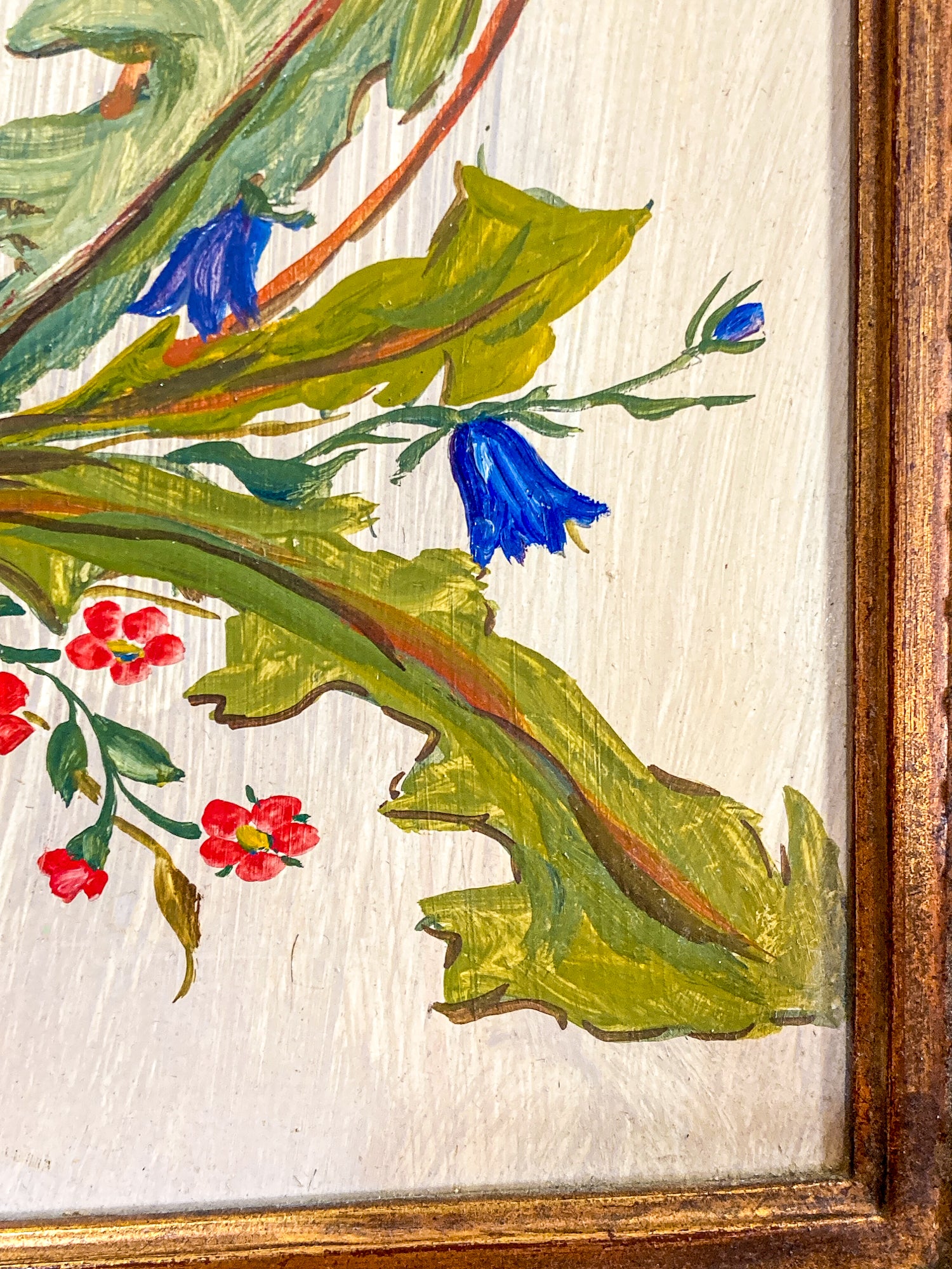 Vintage 1960s Floral Botanical W.T. Burger Co. Signed Sol Framed Oil on Board Painting