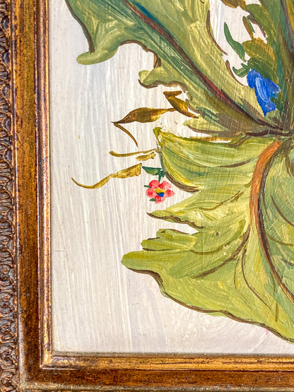 Vintage 1960s Floral Botanical W.T. Burger Co. Signed Sol Framed Oil on Board Painting