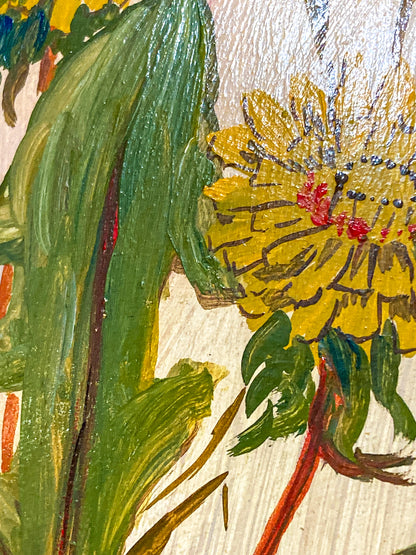 Vintage 1960s Floral Botanical W.T. Burger Co. Signed Sol Framed Oil on Board Painting