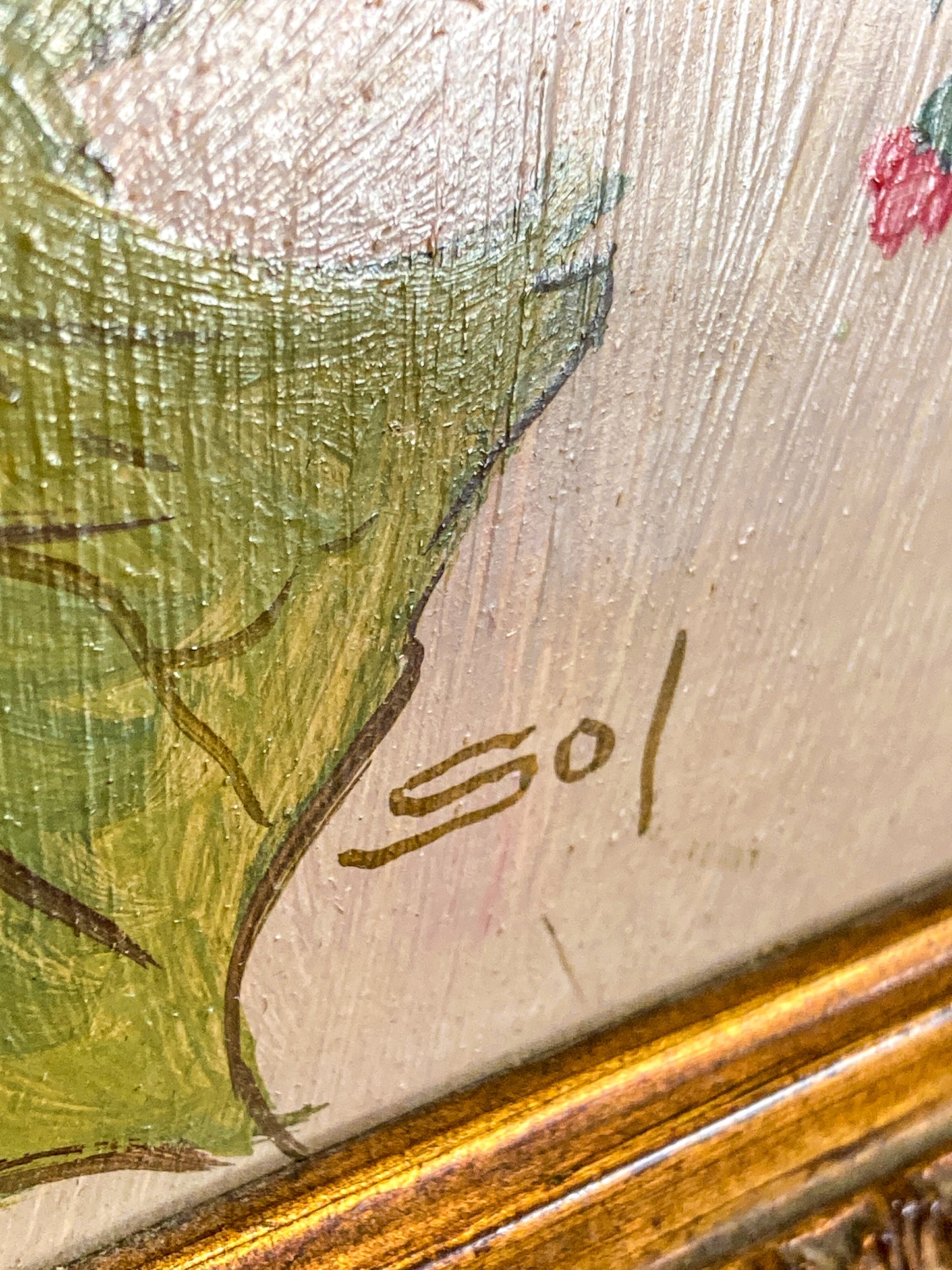 Vintage 1960s Floral Botanical W.T. Burger Co. Signed Sol Framed Oil on Board Painting