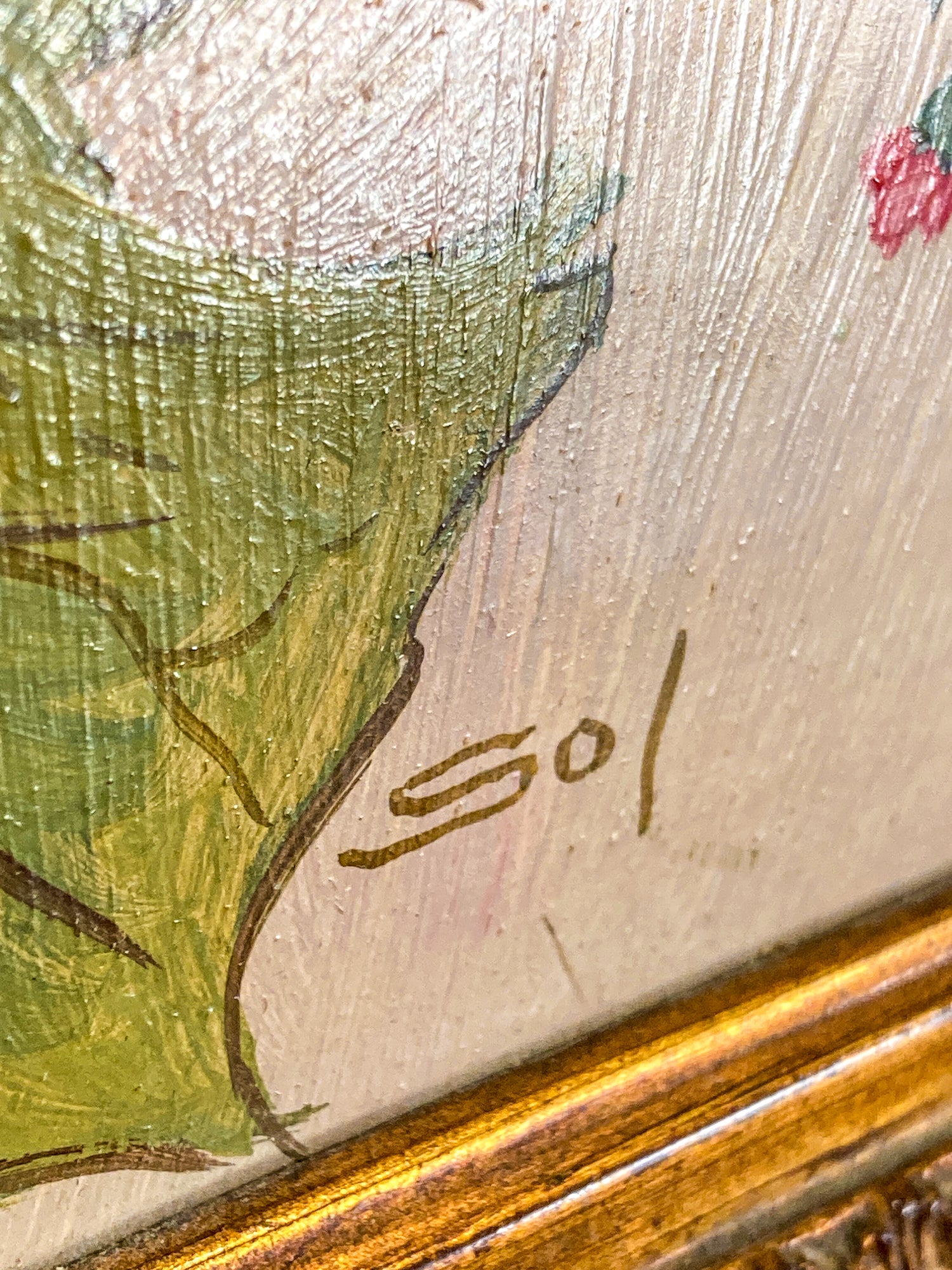 Vintage 1960s Floral Botanical W.T. Burger Co. Signed Sol Framed Oil on Board Painting