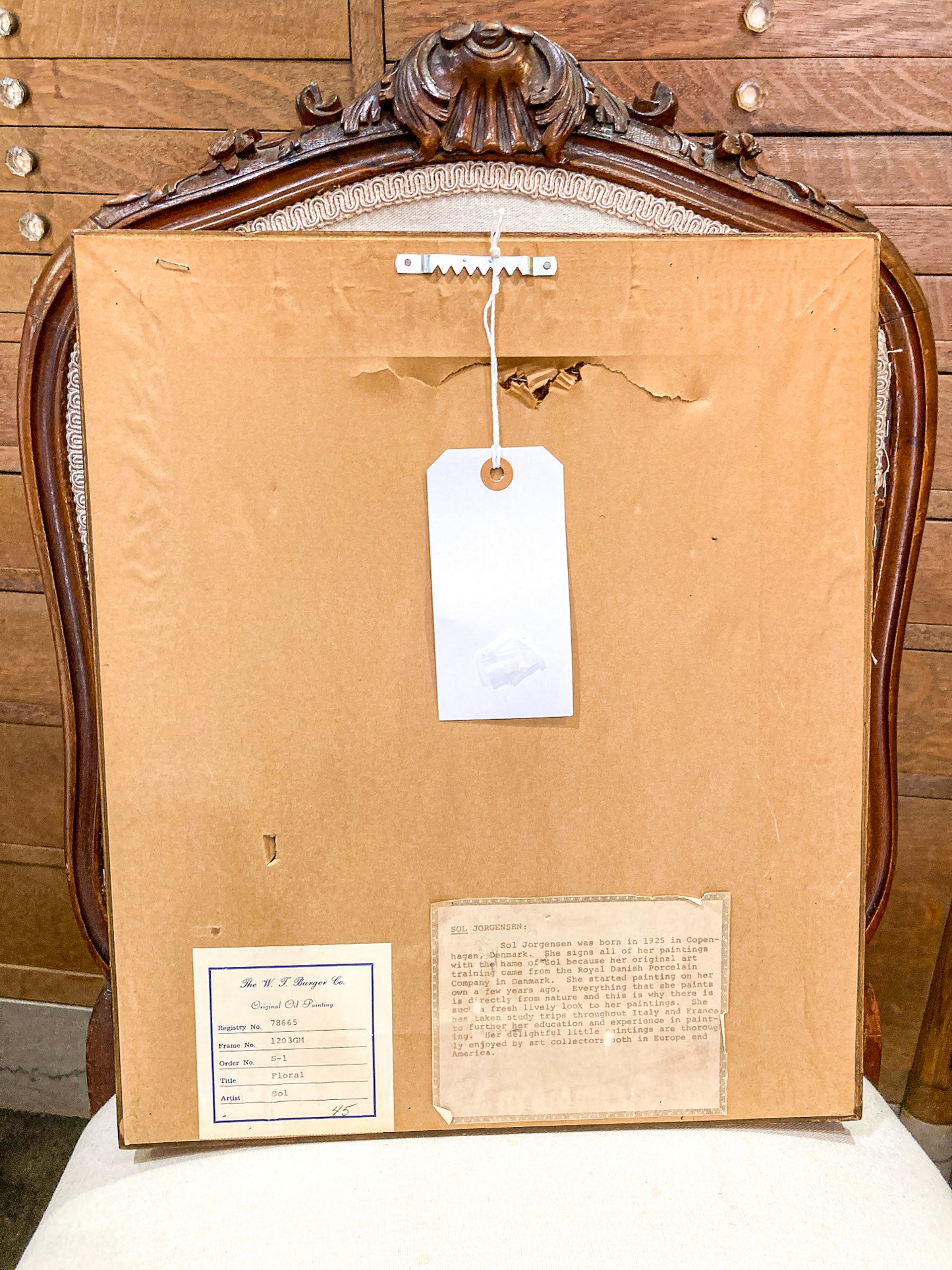 Vintage 1960s Floral Botanical W.T. Burger Co. Signed Sol Framed Oil on Board Painting