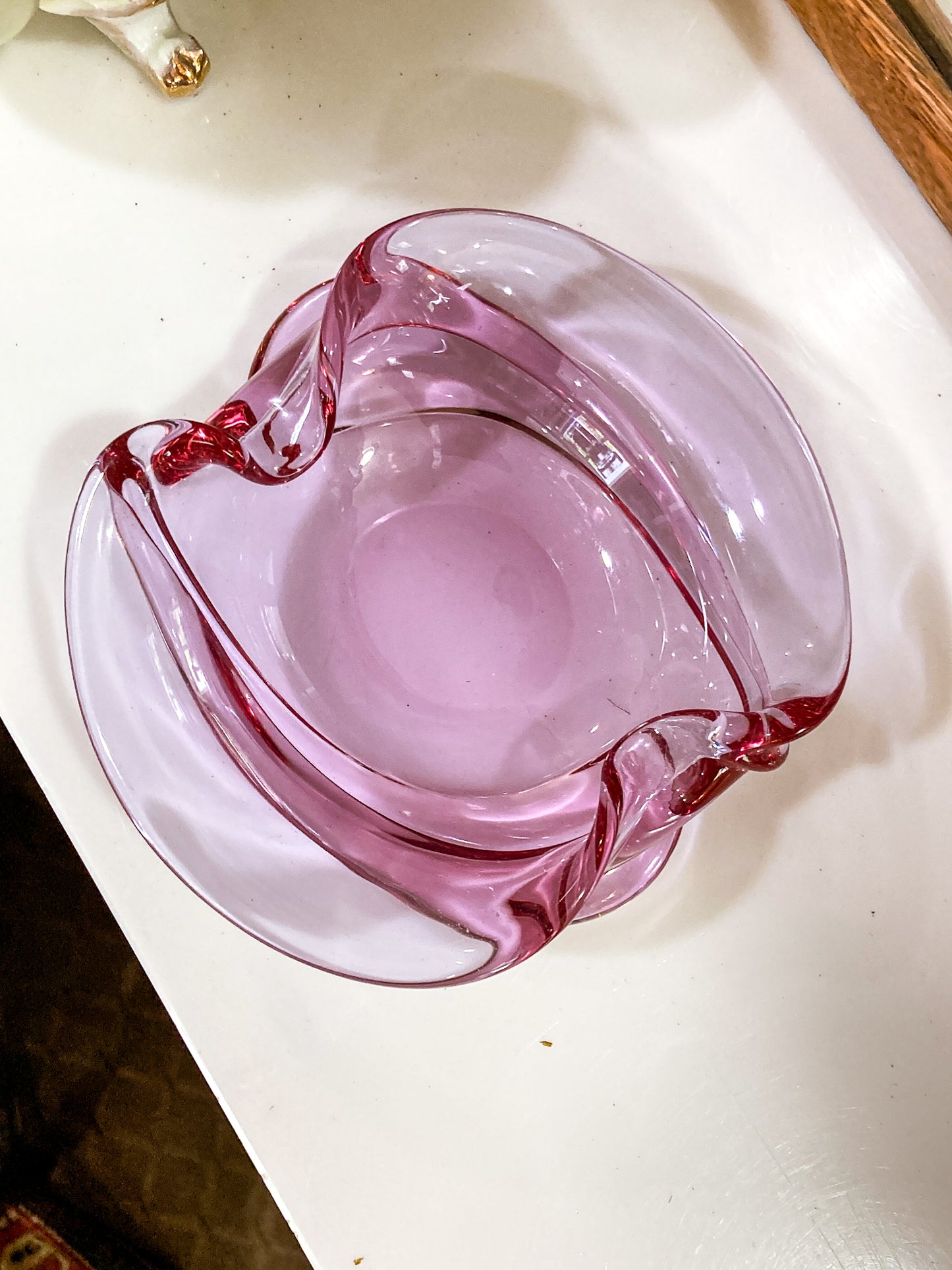 Vintage 1960s Italian Magenta Pink Organic Shape Glass Trinket Bowl