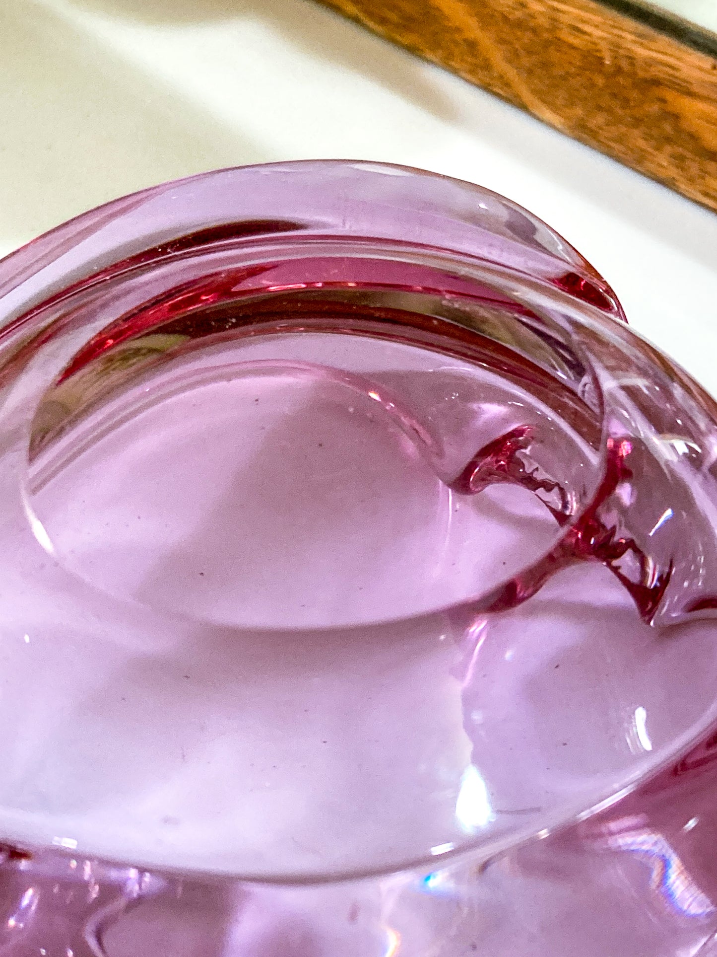 Vintage 1960s Italian Magenta Pink Organic Shape Glass Trinket Bowl