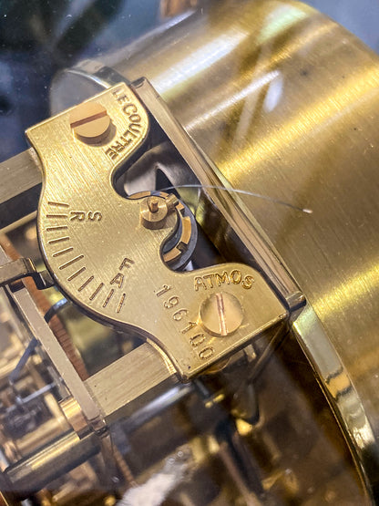 Vintage 1960's LeCoultre White Front Brass Atmos Clock