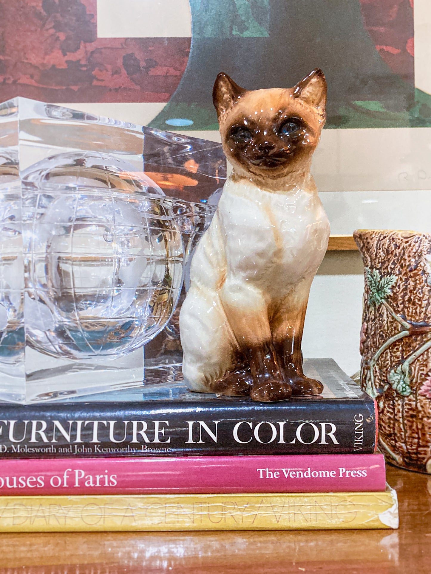 Vintage 1970s Siamese Cat Goebel #2438 Sculptural Porcelain Figurine