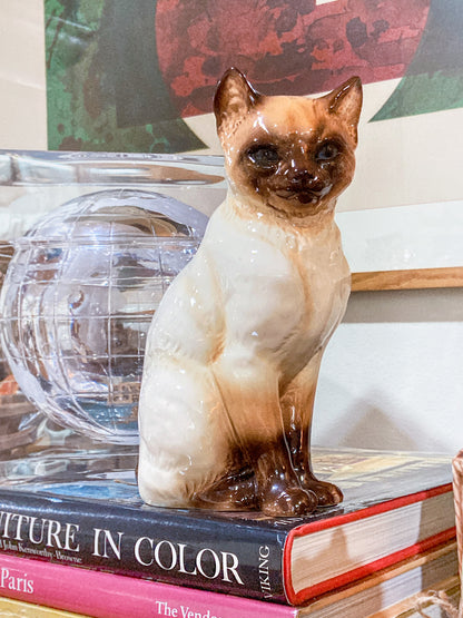 Vintage 1970s Siamese Cat Goebel #2438 Sculptural Porcelain Figurine