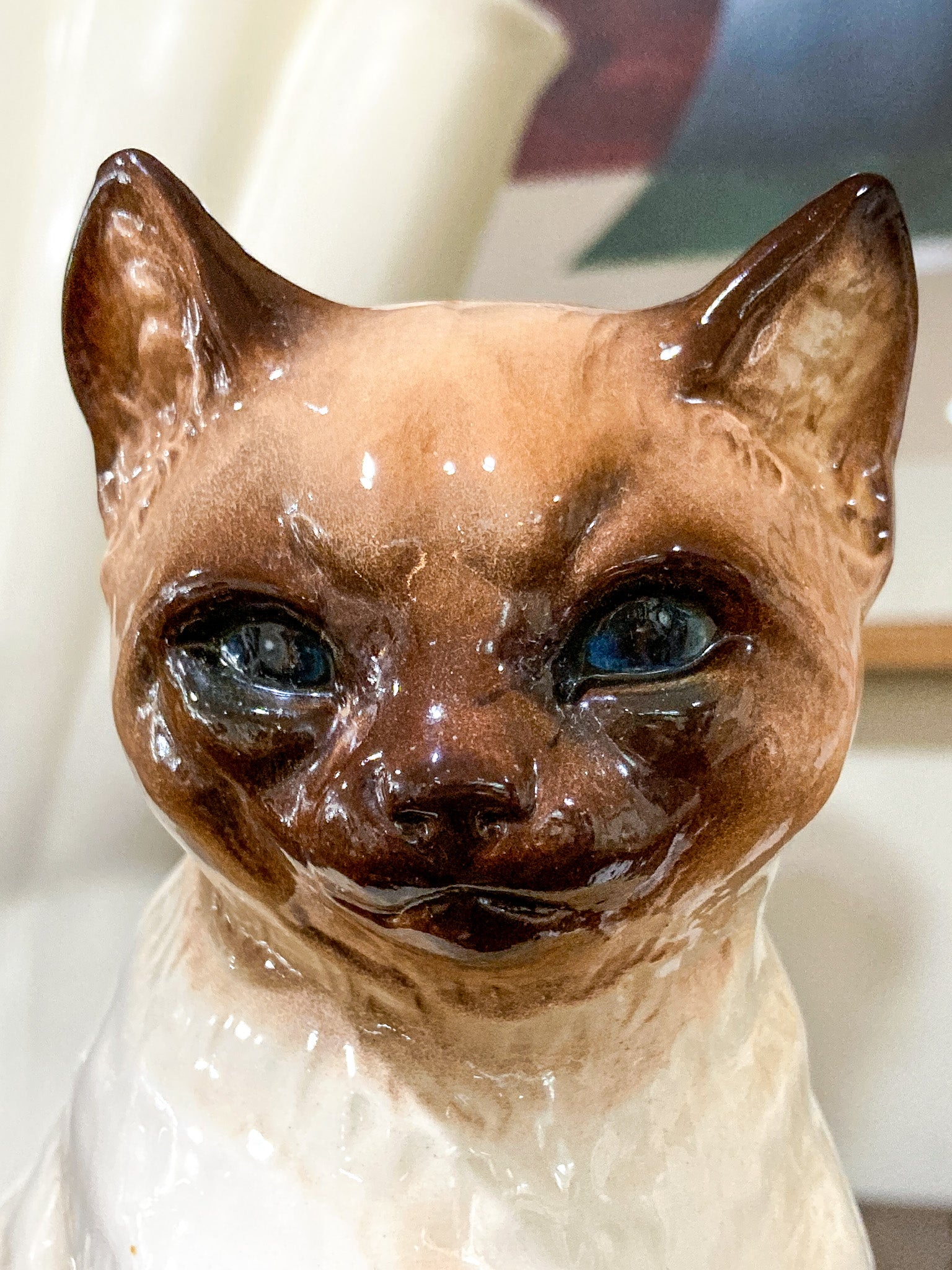 Vintage 1970s Siamese Cat Goebel #2438 Sculptural Porcelain Figurine