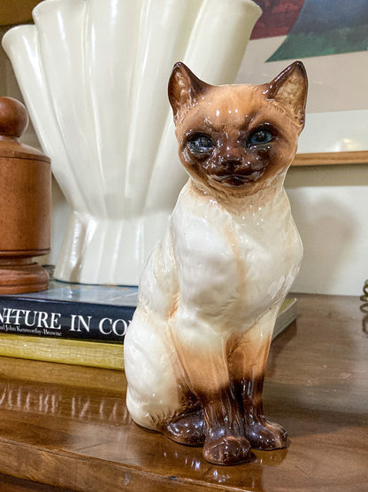 Vintage 1970s Siamese Cat Goebel #2438 Sculptural Porcelain Figurine