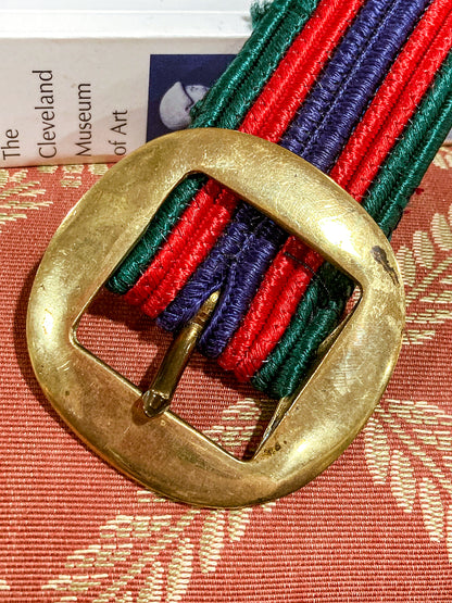 Vintage 1970s Yves Saint Laurent Heart Green Red Blue Tassel Rope Belt