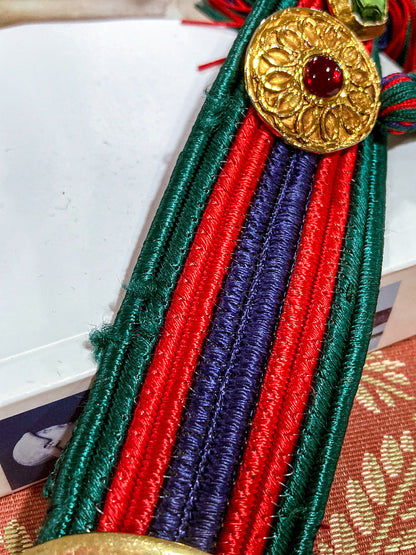 Vintage 1970s Yves Saint Laurent Heart Green Red Blue Tassel Rope Belt