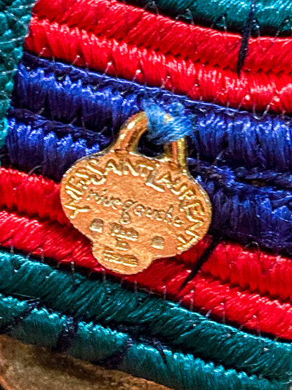 Vintage 1970s Yves Saint Laurent Heart Green Red Blue Tassel Rope Belt