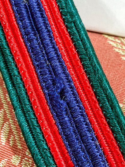 Vintage 1970s Yves Saint Laurent Heart Green Red Blue Tassel Rope Belt