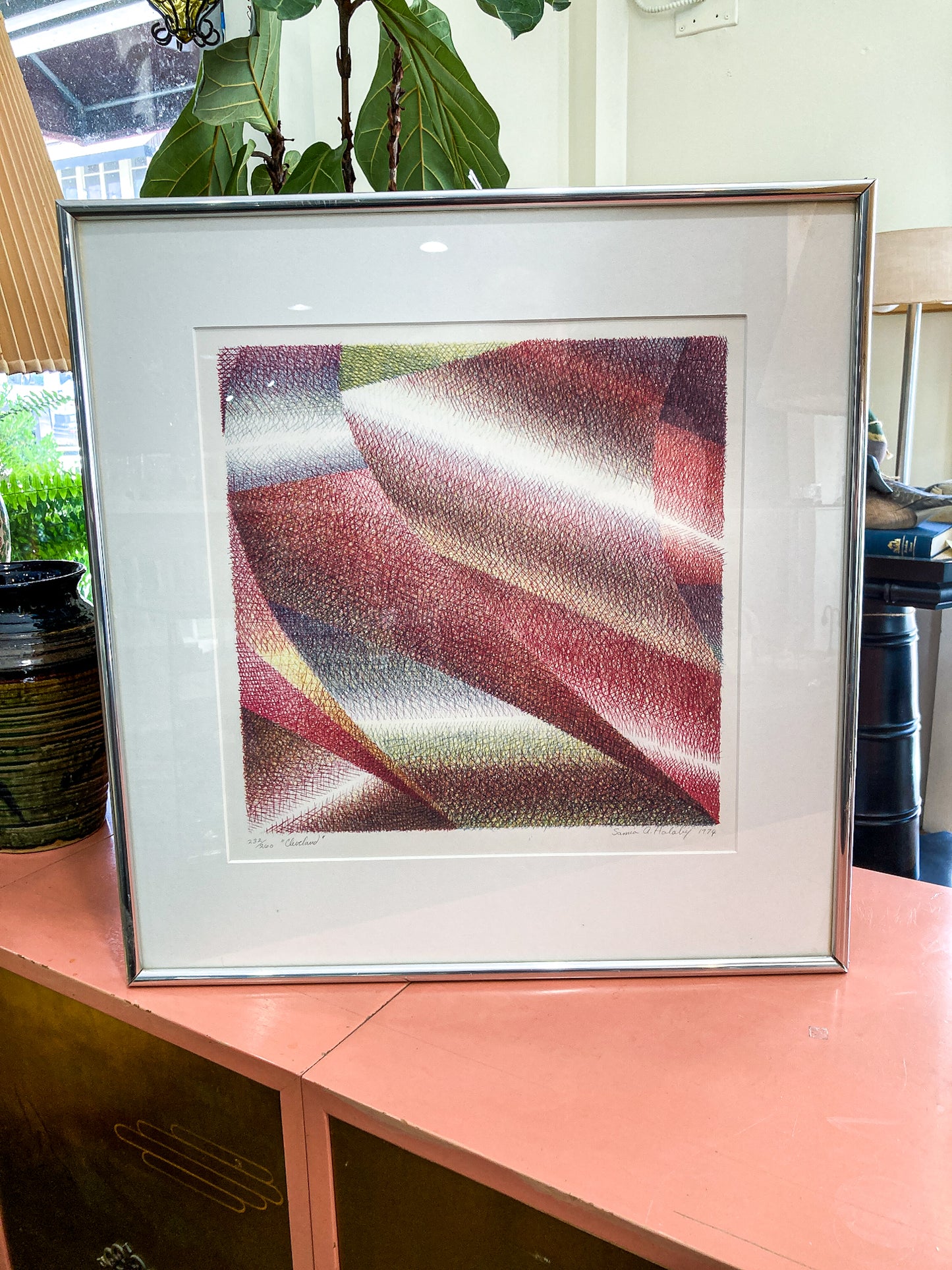 Vintage 1974 Samia A Halaby "Cleveland" Limited Edition Framed Lithograph