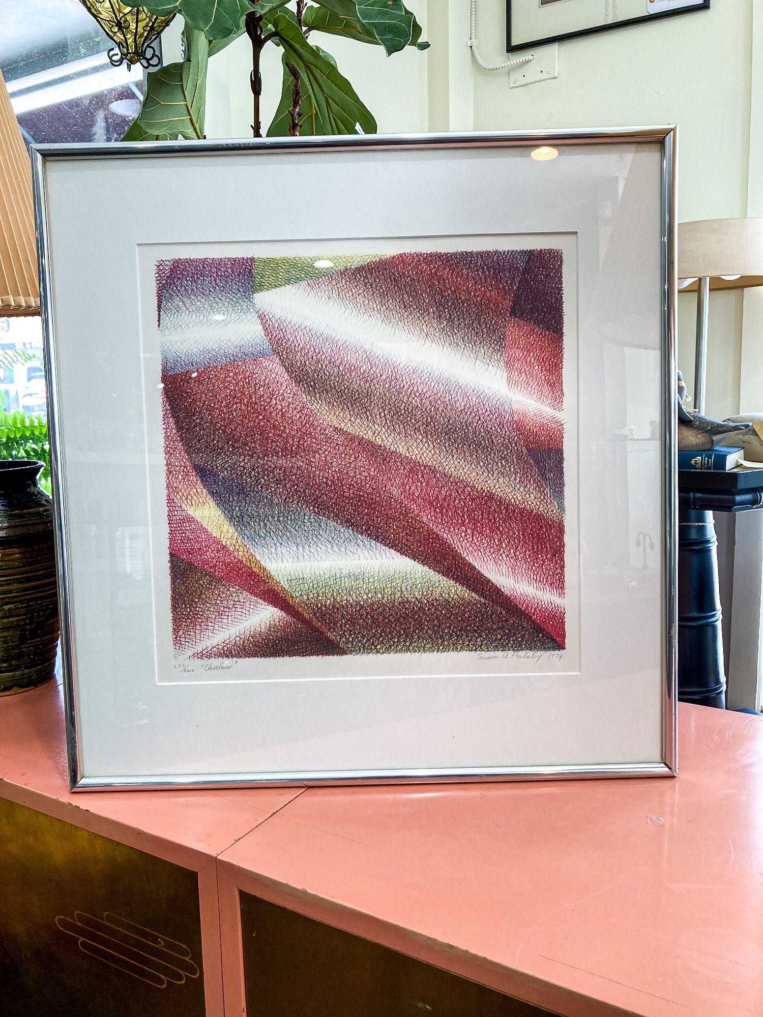 Vintage 1974 Samia A Halaby "Cleveland" Limited Edition Framed Lithograph