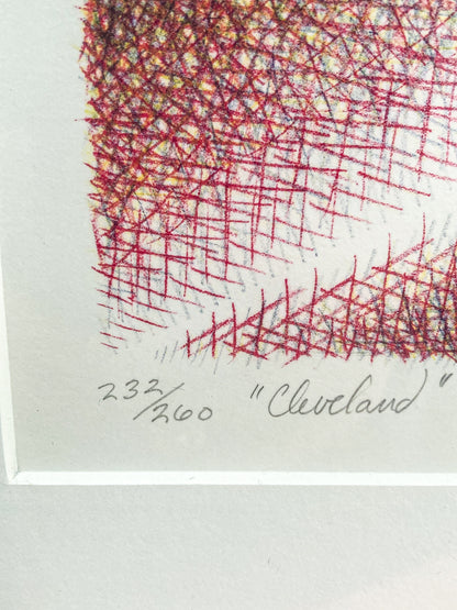Vintage 1974 Samia A Halaby "Cleveland" Limited Edition Framed Lithograph