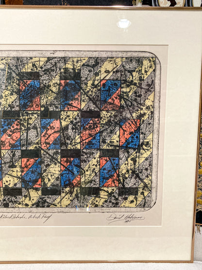 Vintage 1975 Abstract David Haberman Etching Aquatint Framed Paper Print
