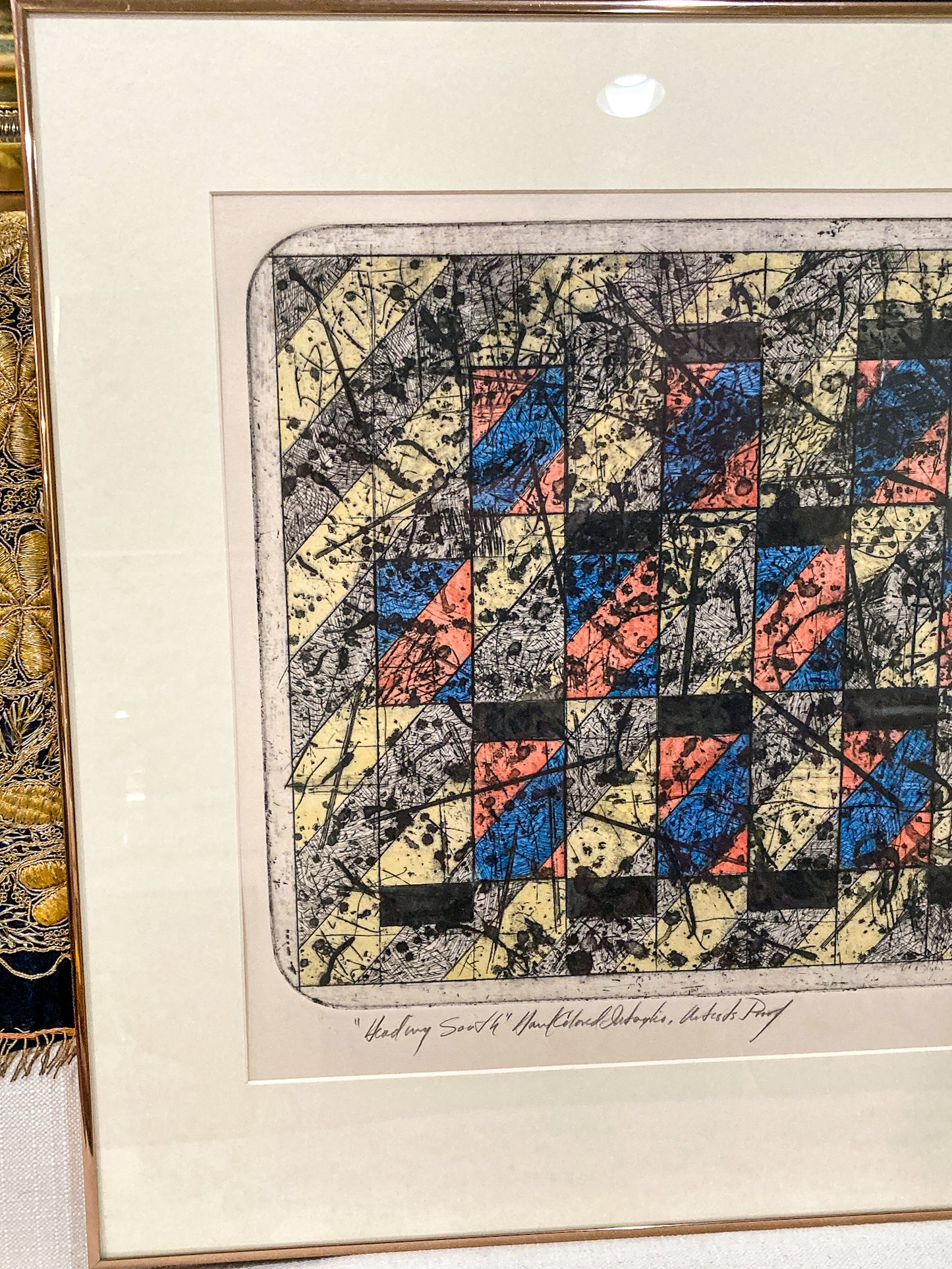 Vintage 1975 Abstract David Haberman Etching Aquatint Framed Paper Print