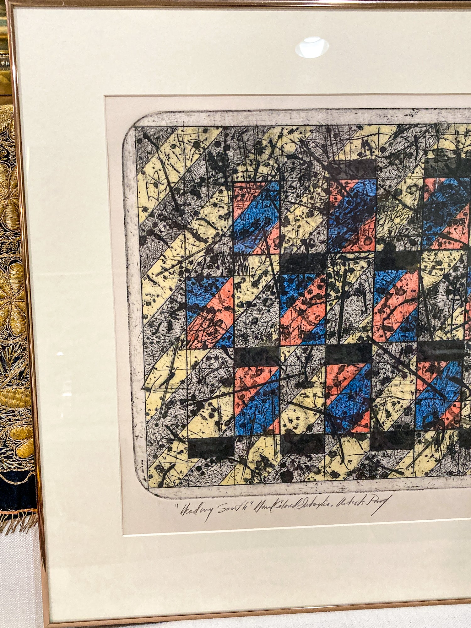 Vintage 1975 Abstract David Haberman Etching Aquatint Framed Paper Print