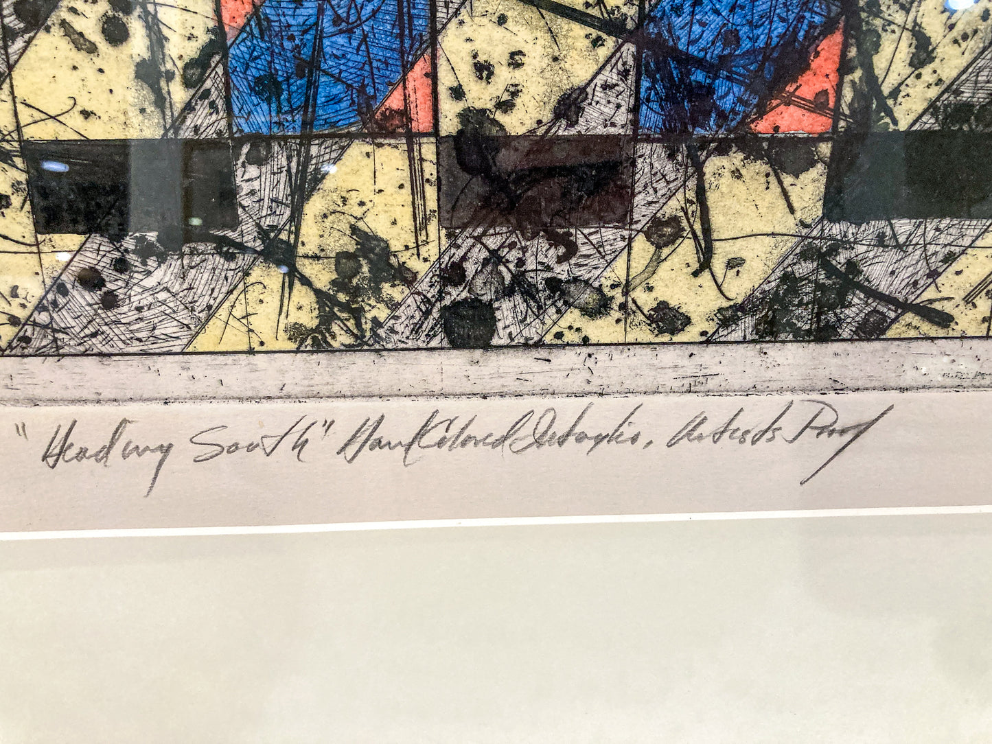 Vintage 1975 Abstract David Haberman Etching Aquatint Framed Paper Print
